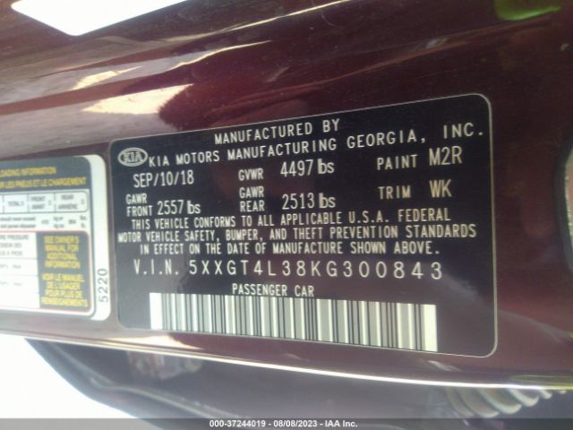 5XXGT4L38KG300843 KIA Optima Lx