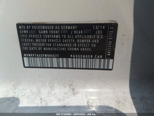2015 Volkswagen Golf, VIN: WVWKP7AU3FW905577