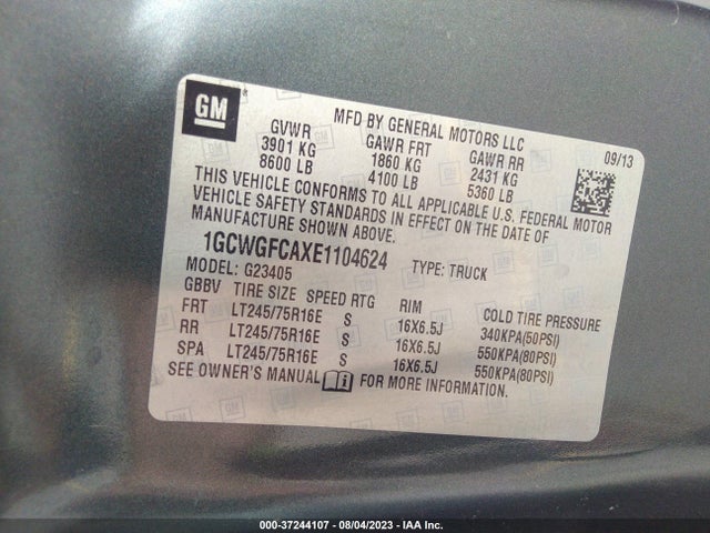 Chevrolet Express 2500 Work Van 2014 1GCWGFCAXE1104624 Image 9