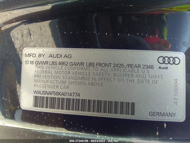 WAUSNAF58KA014774 Audi A5 Coupe Premium
