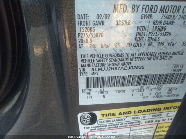 2010 Lincoln Navigator მანქანა იყიდება აუქციონზე, vin: 5LMJJ2H57AEJ02535, აუქციონის ნომერი: 37244127