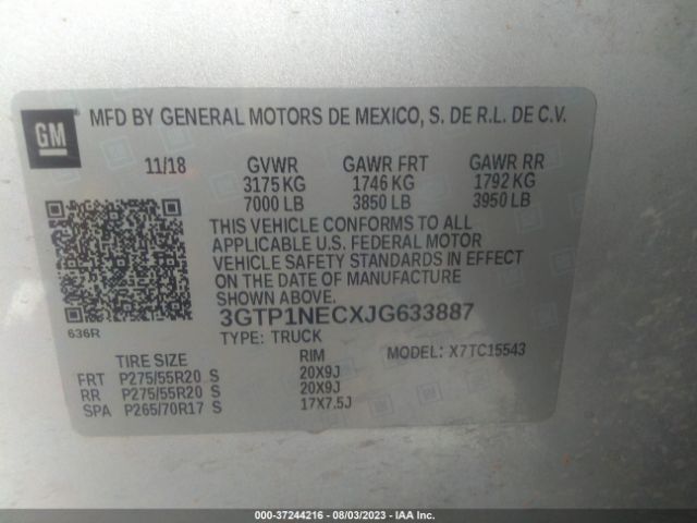3GTP1NECXJG633887 GMC Sierra 1500 Slt