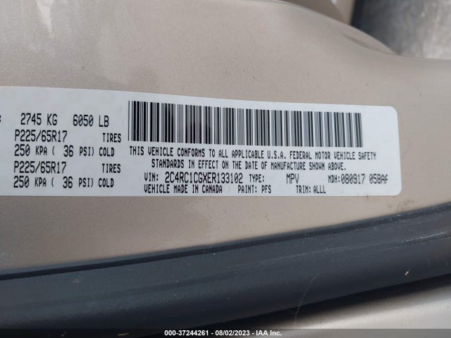 2C4RC1CGXER133102 Chrysler Town & Country Touring-l