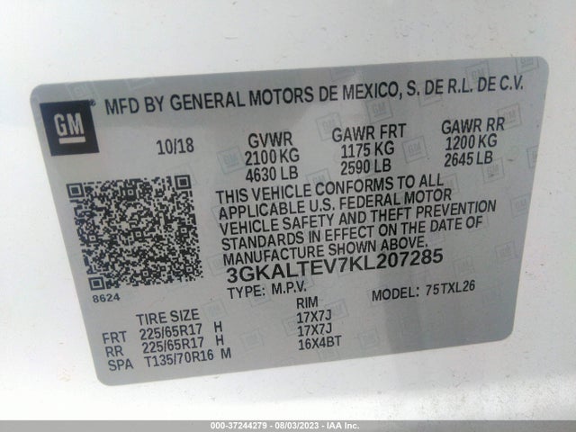 3GKALTEV7KL207285 GMC Terrain Sle