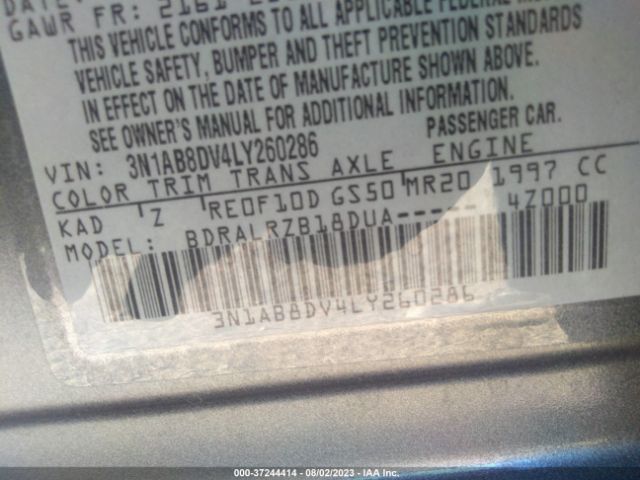 3N1AB8DV4LY260286 Nissan SENTRA SR