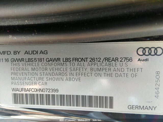 WAUF8AFC0HN072399 Audi A6 PREMIUM