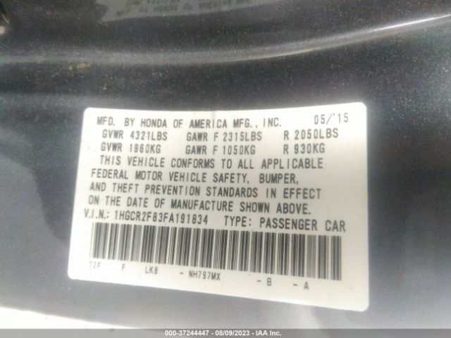 1HGCR2F83FA191834 Honda Accord Ex-l