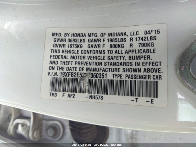 Honda Civic Sedan Lx 2015 19XFB2E52FE060351 Image 9