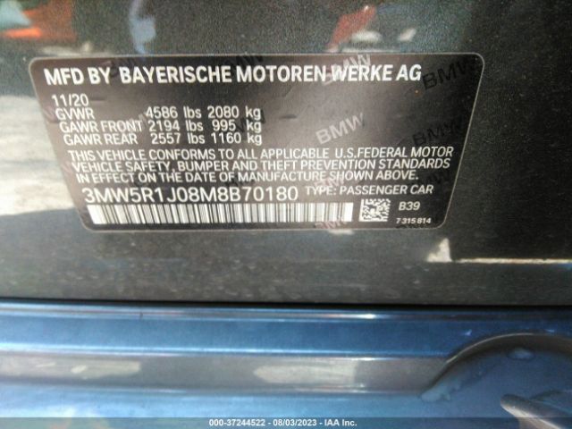 3MW5R1J08M8B70180 BMW 3 Series 330i