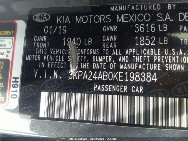 3KPA24AB0KE198384 KIA RIO S