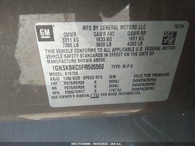 Chevrolet Tahoe Lt 2015 1GNSKBKC6FR505560 Image 15