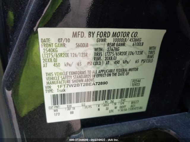 2011 FORD SUPER DUTY F-250 1FT7W2BT2BEA72890 Photo 8