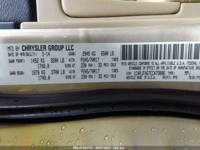1C4RJFAG7EC473886 Jeep Grand Cherokee Laredo