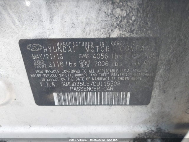 2013 HYUNDAI ELANTRA GT VIN: KMHD35LE7DU115508