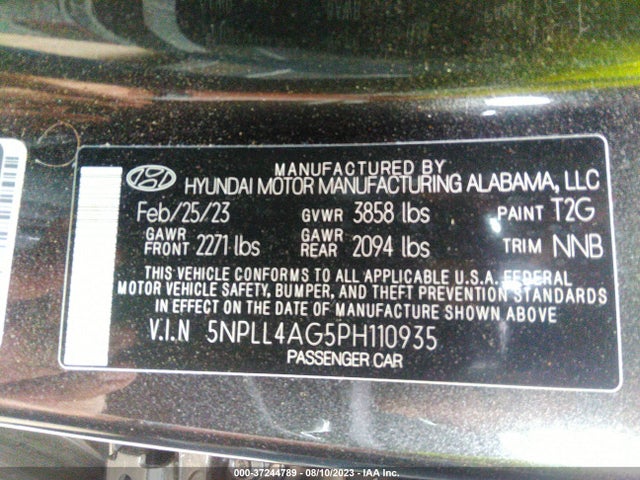 2023 HYUNDAI ELANTRA SE VIN: 5NPLL4AG5PH110935