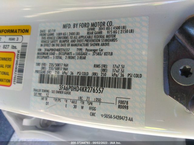 3FA6P0HD4KR276557 Ford FUSION SE