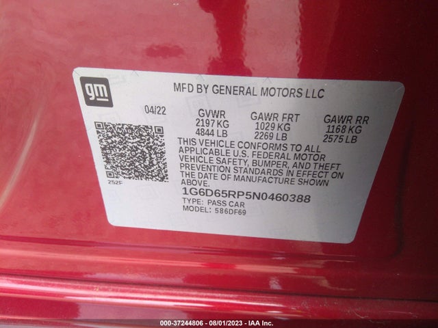 2022 Cadillac CT4, VIN: 1G6D65RP5N0460388