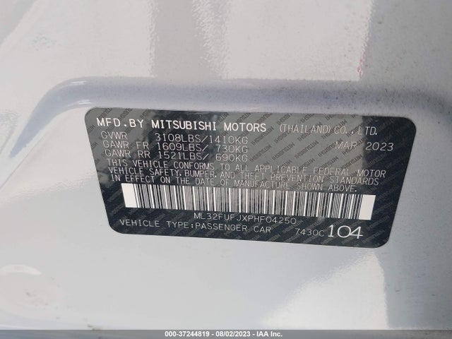 ML32FUFJXPHF04250 Mitsubishi Mirage G4 Es/le/black Edition