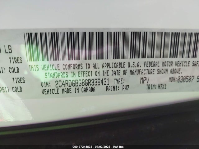 Dodge Grand Caravan Se 2016 2C4RDGBG8GR336431 Image 9