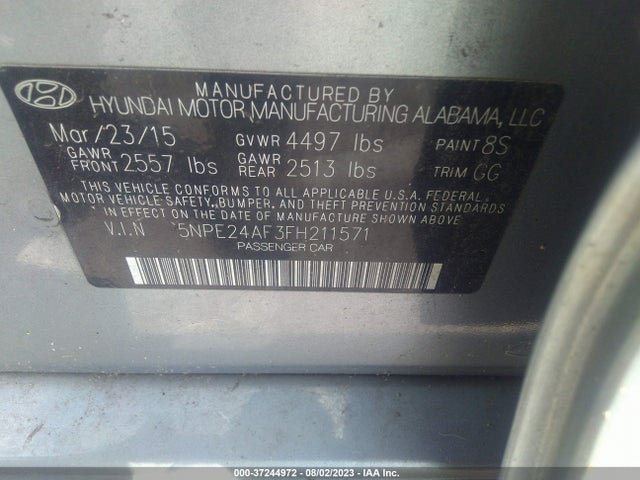 Hyundai Sonata 2.4l Se 2015 5NPE24AF3FH211571 Image 10