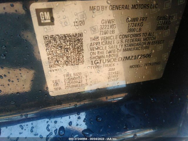 1GTU9DED7MZ172506 GMC Sierra 1500 Slt
