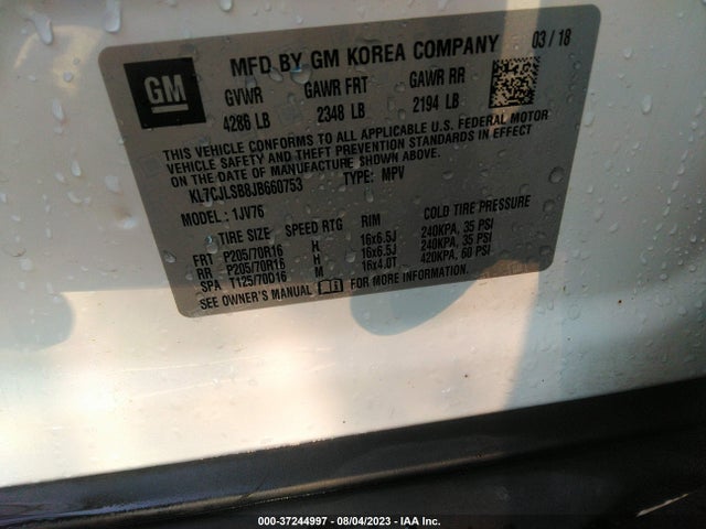 Chevrolet Trax Lt 2018 KL7CJLSB8JB660753 Image 9