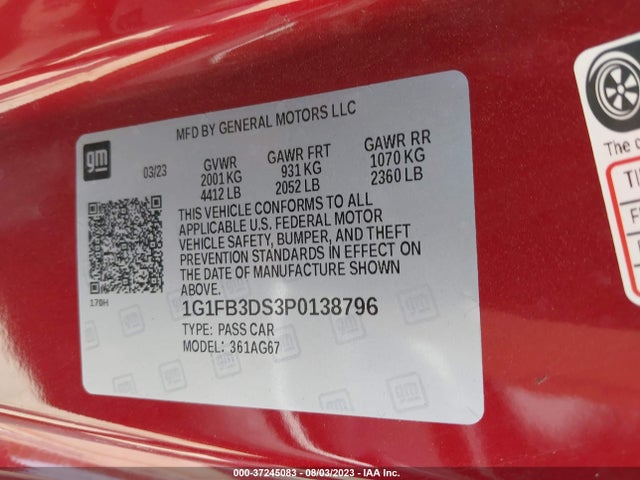 Chevrolet Camaro 1lt 2023 1G1FB3DS3P0138796 Image 9