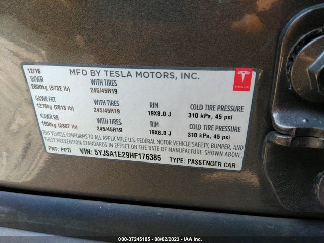 5YJSA1E29HF176385 Tesla Model S 100d/90d/75d/60d/p100d
