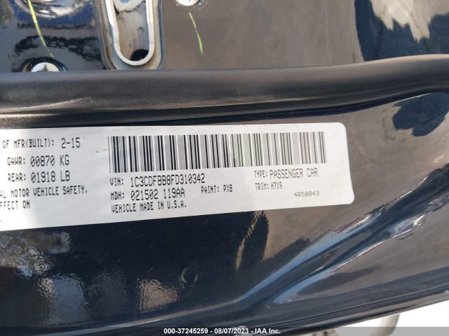 Dodge DART SXT 2015 1C3CDFBB8FD310342 Image 9