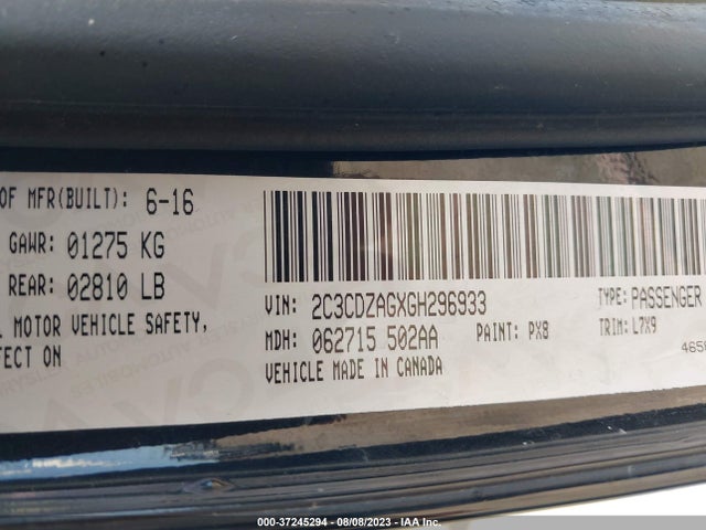Dodge Challenger Sxt 2016 2C3CDZAGXGH296933 Image 9