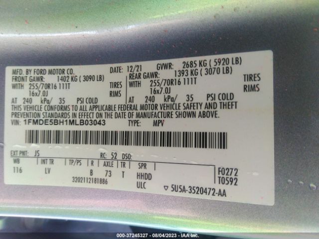 1FMDE5BH1MLB03043 Ford Bronco