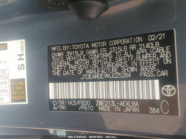 Toyota Corolla Hybrid Le 2021 JTDEAMDE9MJ025284 Image 9