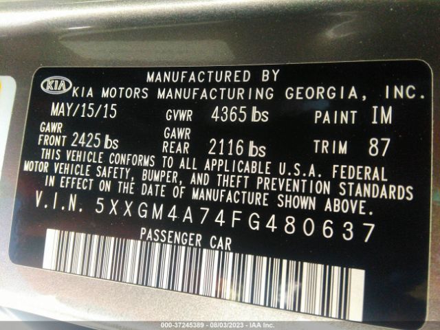 5XXGM4A74FG480637 KIA Optima Lx
