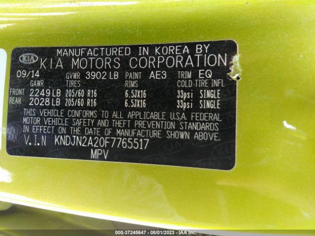 KNDJN2A20F7765517 KIA Soul Base