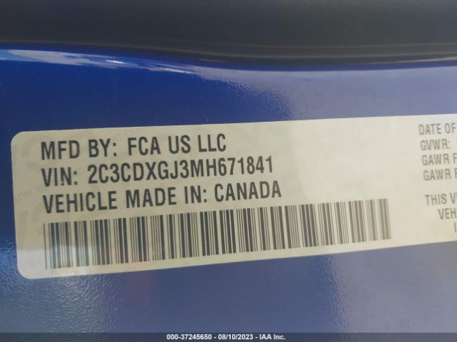 2C3CDXGJ3MH671841 Dodge Charger Scat Pack Widebody