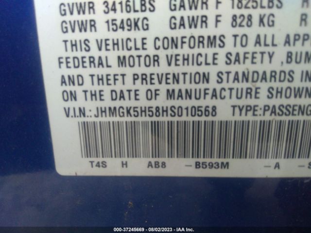 JHMGK5H58HS010568 Honda FIT LX