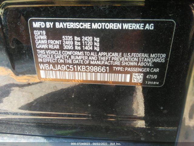 WBAJA9C51KB398661 BMW 5 Series 530e Iperformance