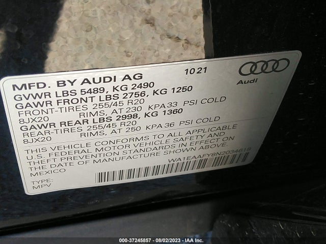 WA1EAAFY8N2034618 Audi Q5 S Line Premium Plus