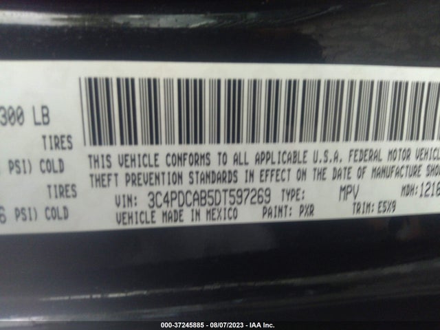 2013 DODGE JOURNEY SE VIN: 3C4PDCAB5DT597269
