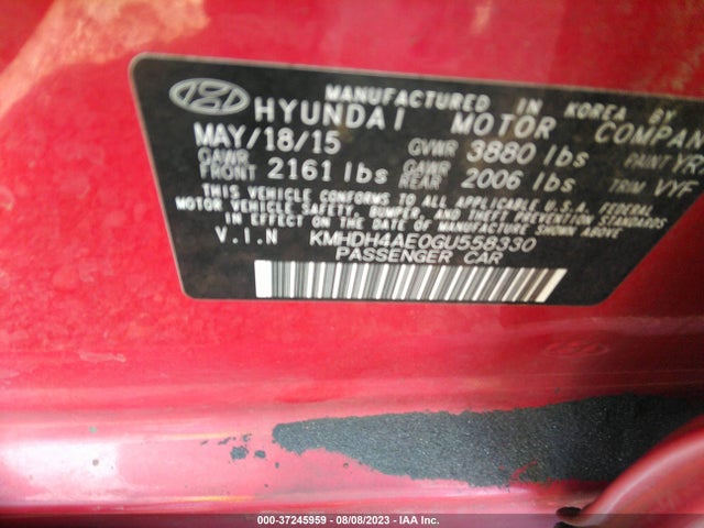 Hyundai ELANTRA SE 2016 KMHDH4AE0GU558330 Image 15