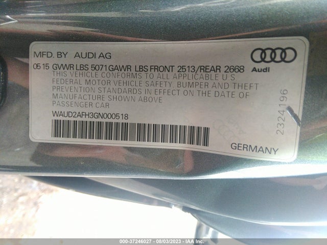 WAUD2AFH3GN000518 Audi A5 PREMIUM