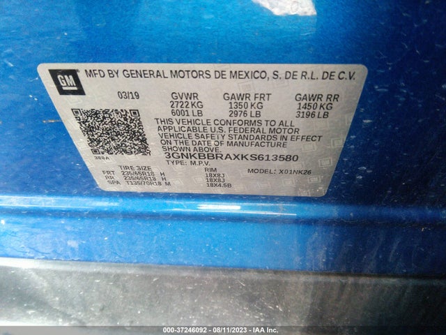 Chevrolet Blazer 2019 3GNKBBRAXKS613580 Image 9