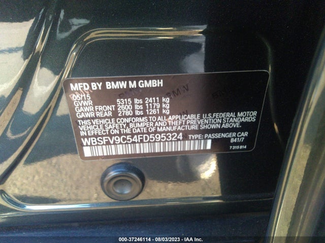 2015 BMW M5, VIN: WBSFV9C54FD595324