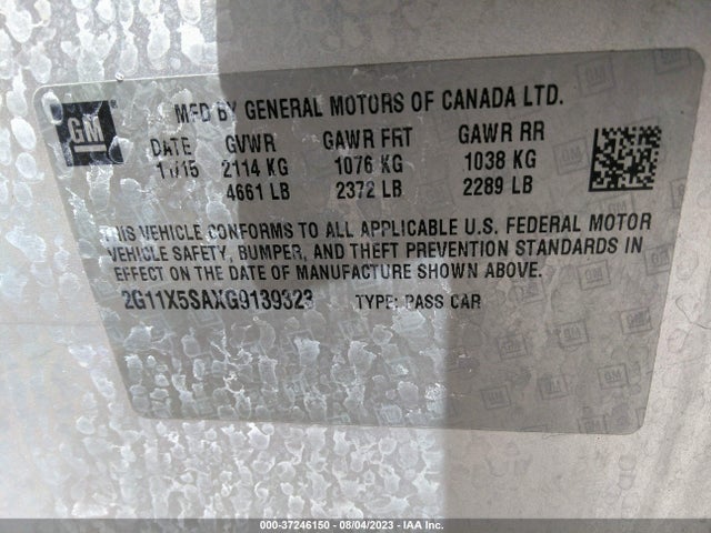 Chevrolet Impala 1fl 2016 2G11X5SAXG9139323 Image 9