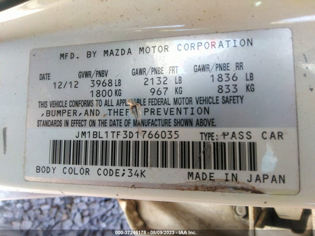 2013 MAZDA MAZDA3 I SV VIN: JM1BL1TF3D1766035