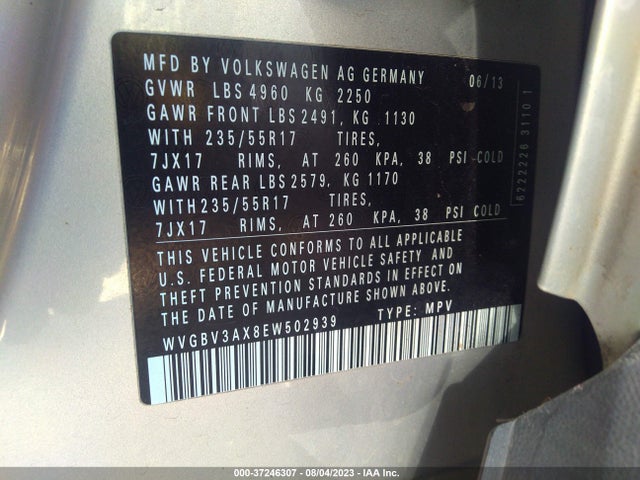 WVGBV3AX8EW502939 Volkswagen TIGUAN SE