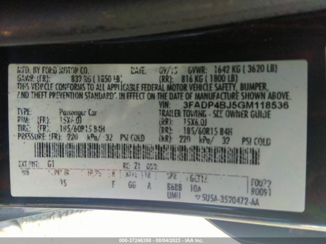 3FADP4BJ5GM118536 Ford FIESTA SE