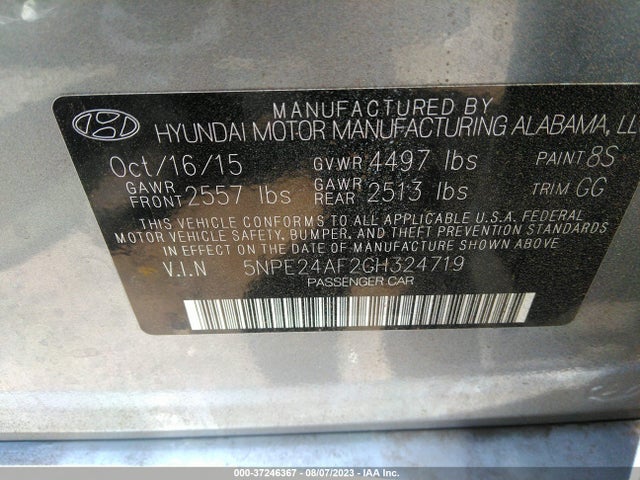 Hyundai Sonata 2.4l Se 2016 5NPE24AF2GH324719 Image 9