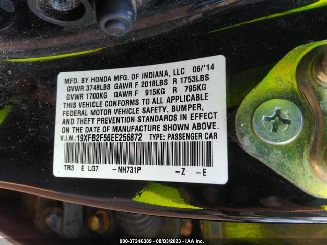 Honda Civic Sedan Lx 2014 19XFB2F56EE256872 Image 9