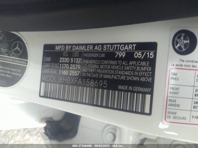 WDDLJ6HBXFA158695 Mercedes-Benz Cls-class Cls 400